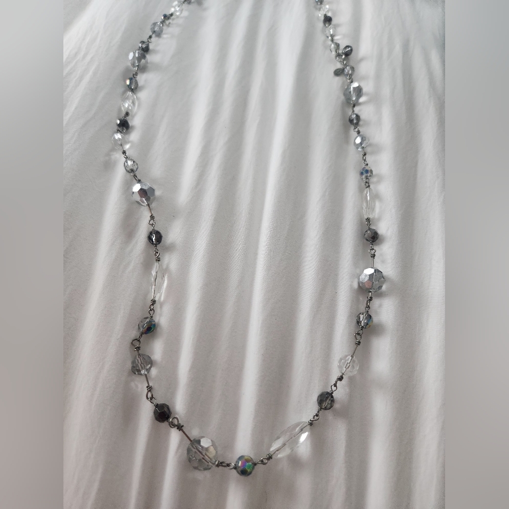 Elegant Silver and Clear Beaded Necklace